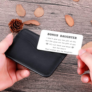 to My Bonus Daughter Wallet Card Inserts Christmas Valentine Gifts for Step Daughter from Step Mom Mothers Day Inspirational 16 18 Birthday Memento for Her Adult Women Teenage Girls Graduation Gifts
