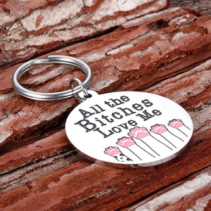 Fleure Esme Funny Dog Tag for Dogs Engraved Tag Puppy Pet Id Pet Tags for Dogs Cats Mom Dad Kitten Collar Tag for New Pets Puppy Cats Stainless Steel Hilarious- All Peaches Love Me