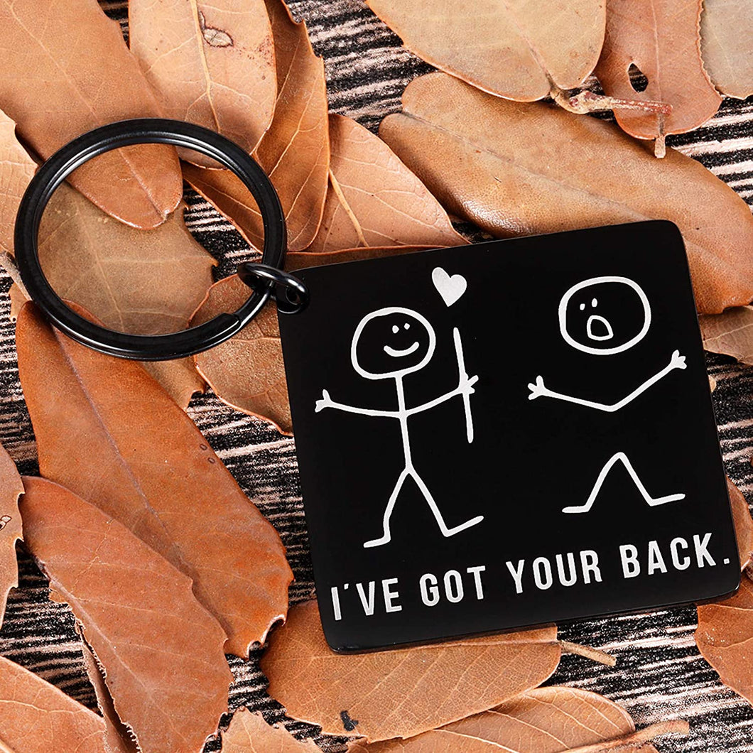I’ve Got Your Back Keychain Funny Stick Figures Best Friend Gag Gifts for Her Him BFF Friend Brother Sister Besties Boyfriend Birthday Christmas Valentine Graduation Friendship Gift for Women Men