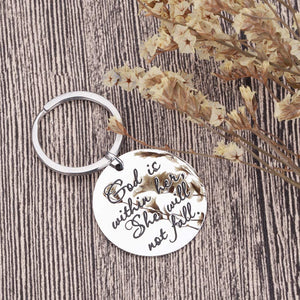 Inspirational Graduation Gifts Bible Verse Daughter Keychain for Women Friend Sisters Birthday Encouragement Gifts She Will Not Fall Key Ring Teen Girls