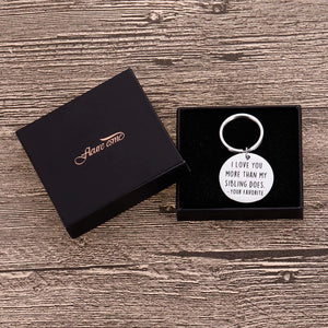 Funny Mothers Day Gifts for Mom Keychain Dad Mothers Fathers Day from Son Daughter Kids I Love You More Than My Sibling Does Mommy Daddy Birthday Gag Appreciation Presents Keyring Jewelry