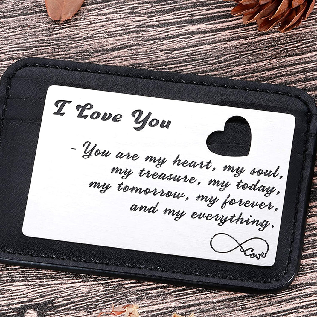Husband Wife Christmas Gifts Wallet Card Insert for Him Her Men Husband Valentine from Wife Girlfriend Stocking Suffers Anniversary Birthday Gift I Love You Note Wedding Engagement Gifts Fiance Groom
