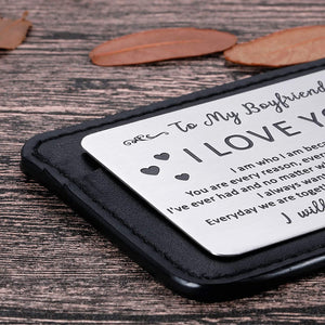 to My Boyfriend Christmas Gifts Wallet Card Insert for Him Men from Girlfriend to Boyfriend Husband to Be Valentine Stocking Suffers Anniversary Birthday Gifts I Love You Note Engagement Gifts Fiance