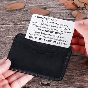 Wife Husband Christmas Wallet Card Insert Valentine Gifts for Him Her Men Husband Anniversary from Wife Girlfriend Stocking Suffers Birthday Gift I Love You Note Wedding Engagement Gifts Fiance Groom