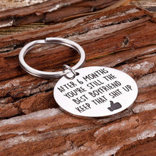 Load image into Gallery viewer, Funny 6 Month Anniversary Valentine Gifts for Boyfriend Keychain Gag Gifts for Him from Her Girlfriend to Boyfriend Birthday Encouragement Gifts to My Men Keep It Up Present Keyring
