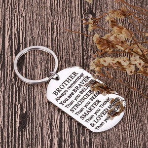 Brother Keychain Inspirational Christmas Gifts for Borther Him from Sister Brother Siblings Stocking Stuffers for Teen Adult Men Teenage Boys Kids Birthday Gradation Wedding Gifts Presents