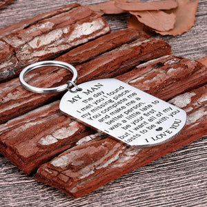 My Man Keychain Anniversary Valentine's Day Gifts For Him Men Boyfriend Husband To Be Key Chain I Love You Gifts for Hubby Birthday Fiance Groom Wedding Engagement Presents from Girlfriend Wife Silver