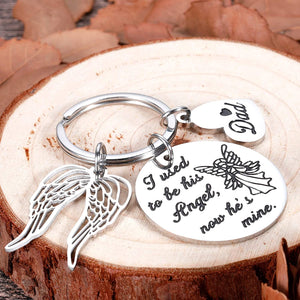 Loss of Dad Memorial Gifts Keychain Remembrance Gifts Honor Gifts in Memory of Father Family Dad Grandpa Loss Pass Away Memorial Sympathy Funeral Gifts Jewelry I Used to be His Angel Now He’s Mine