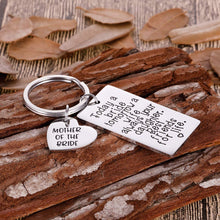 Load image into Gallery viewer, Mother of The Bride Mothers Day Gifts from Daughter to Mom Keychain Wedding Day Thank You Appreciation Gifts for Mother Her Woman Mom I Love You Today A Bride Forever Your Little Girl Jewelry
