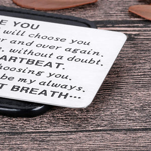 Wife Husband Christmas Wallet Card Insert Valentine Gifts for Him Her Men Husband Anniversary from Wife Girlfriend Stocking Suffers Birthday Gift I Love You Note Wedding Engagement Gifts Fiance Groom