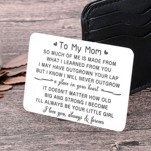 Daughter To Mom Wallet Insert Card Christmas Gifts For Mom Mothers Day Gifts Mum Valentine Birthday From daughter To Step mom To Be Wife Kids I Love You Mom Step Mother Figure Wedding Her Women