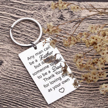 Load image into Gallery viewer, Step Dad Keychain Gifts Father’s Day Birthday Gifts for New Dad Thank You for Loving Me As Your Own Wedding Gifts for Father in Law from Daughter Son Key Ring Dog Tag
