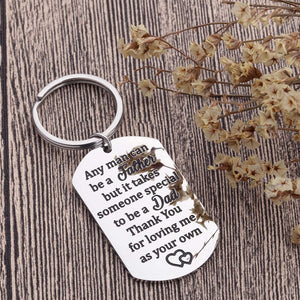Gifts for Step Dad Keychain Father’s Day Birthday Gifts for New Dad Thank You for Loving Me As Your Own Wedding Gifts for Father in Law from Daughter Son Key Ring Dog Tag