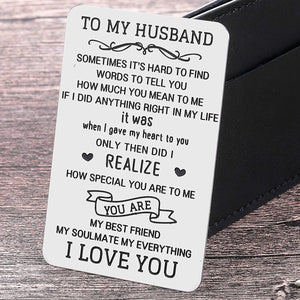 To My Husband Wallet Card Insert Valentine’s Day Gifts For Him Men From Wife To Hubby Husband To Be Wedding Anniversary Birthday Christmas Stocking Suffers Gifts I Love You Note Engagement Gifts