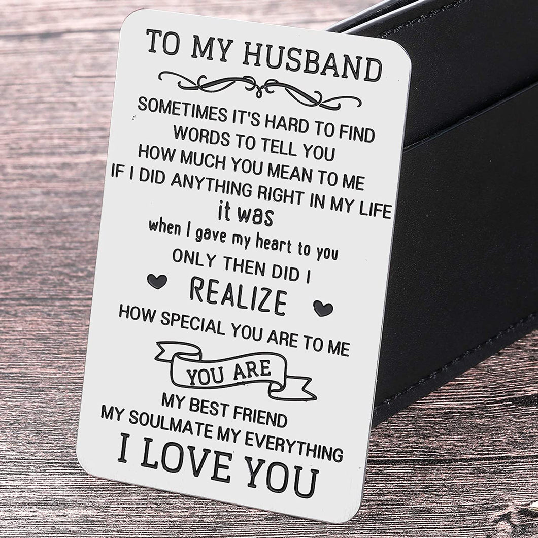 To My Husband Wallet Card Insert Valentine’s Day Gifts For Him Men From Wife To Hubby Husband To Be Wedding Anniversary Birthday Christmas Stocking Suffers Gifts I Love You Note Engagement Gifts