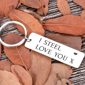 11th Wedding Anniversary Steel Gifts for Him Her Keychain I Steel Love You Husband Wife 11th Valentine Gifts for Men Women Hubby Wifey Old Couple Gifts for Christmas Funny Boyfriend Girlfriend