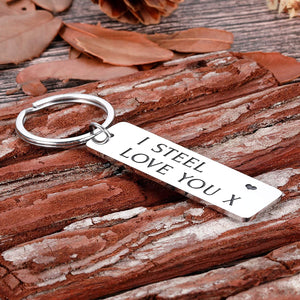 11th Wedding Anniversary Steel Gifts for Him Her Keychain I Steel Love You Husband Wife 11th Valentine Gifts for Men Women Hubby Wifey Old Couple Gifts for Christmas Funny Boyfriend Girlfriend