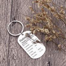 Load image into Gallery viewer, Funny Retirement Gifts Keychain for Men Women Coworker Retiree Calendar Gag Gifts Leaving Gifts for Dad Mom Nurses Teacher Military Army USAF Navy Dog Tag Key Ring
