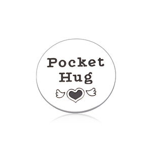 Pocket Hug Token Keepsake Gifts for Boyfriend Son Daughter Newphew Best Friends Long Distance Relationship Inspirational Gifts from Girlfriend Mom Dad Graduation Retirement Gifts Double-Sided Coin