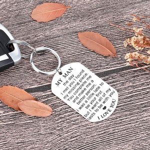 My Man Keychain Anniversary Valentine's Day Gifts For Him Men Boyfriend Husband To Be Key Chain I Love You Gifts for Hubby Birthday Fiance Groom Wedding Engagement Presents from Girlfriend Wife Silver
