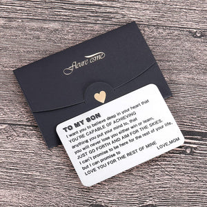 Mom To Son Wallet Card Inserts Christmas Valentine Graduation Gifts For Step Son From Mom Mothers Day Sweet 16 18 21 Birthday Love Note For Him Teens Adult Men Teenage Boys Kids Inspirational Gifts