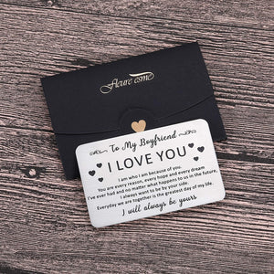 to My Boyfriend Christmas Gifts Wallet Card Insert for Him Men from Girlfriend to Boyfriend Husband to Be Valentine Stocking Suffers Anniversary Birthday Gifts I Love You Note Engagement Gifts Fiance