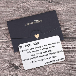 To My Son Christmas Wallet Card Inserts Valentine Gifts for Son from Mom Dad Mothers Day Inspirational Sweet 16th Birthday Love Note For Him Teens Adult Men Teenage Boys Graduation Gifts