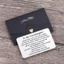 Load image into Gallery viewer, To My Granddaughter Wallet Card Inserts Christmas Valentine Gifts for Grandchild from Grandma Grandpa Graduation Mothers Day Sweet 16th Birthday Gifts For Her Teens Adult Women Girls Inspirational
