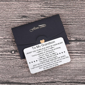 to My Grandson Wallet Card Inserts Christmas Valentine Gifts for Grandson from Grandma Grandpa Graduation Fathers Day Sweet 16th Birthday Gifts for Him Teens Adult Men Teenage Boys Inspirational