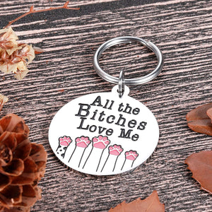 Fleure Esme Funny Dog Tag for Dogs Engraved Tag Puppy Pet Id Pet Tags for Dogs Cats Mom Dad Kitten Collar Tag for New Pets Puppy Cats Stainless Steel Hilarious- All Peaches Love Me