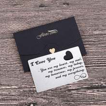 Load image into Gallery viewer, Husband Wife Christmas Gifts Wallet Card Insert for Him Her Men Husband Valentine from Wife Girlfriend Stocking Suffers Anniversary Birthday Gift I Love You Note Wedding Engagement Gifts Fiance Groom
