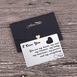 Husband Wife Christmas Gifts Wallet Card Insert for Him Her Men Husband Valentine from Wife Girlfriend Stocking Suffers Anniversary Birthday Gift I Love You Note Wedding Engagement Gifts Fiance Groom