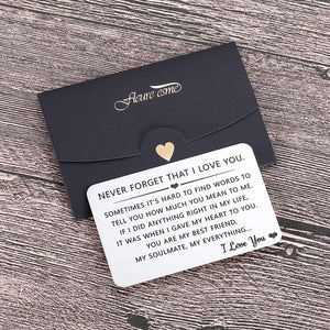Husband Wife Wallet Card Insert Valentine Christmas Gifts for Him Her Men Husband Anniversary from Wife Girlfriend Stocking Suffers Birthday Gift I Love You Note Wedding Engagement Gifts Fiance Groom