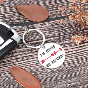 Boyfriend Girlfriend Christmas Birthday Gifs Funny I’m Yours Keychain Valentine Day for Him Her Husband Wife Anniversary for Man Women Fiance Bride Groom Engagement Wedding Keychain