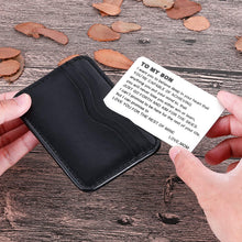 Load image into Gallery viewer, Mom To Son Wallet Card Inserts Christmas Valentine Graduation Gifts For Step Son From Mom Mothers Day Sweet 16 18 21 Birthday Love Note For Him Teens Adult Men Teenage Boys Kids Inspirational Gifts
