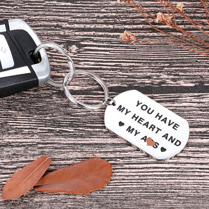 Valentine Day Gifts Keychain for Him Husband Boyfriend Christmas You Have My Heart and My As Anniversary Birthday Gifts for Man Fiance Groom Engagement Wedding Couple Gifts Gag Present from Her