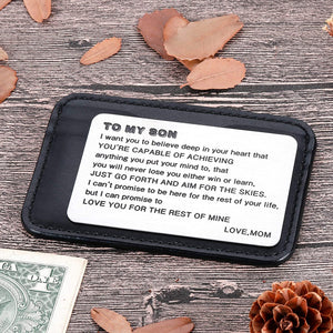 Mom To Son Wallet Card Inserts Christmas Valentine Graduation Gifts For Step Son From Mom Mothers Day Sweet 16 18 21 Birthday Love Note For Him Teens Adult Men Teenage Boys Kids Inspirational Gifts
