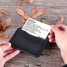 Load image into Gallery viewer, To My Husband Christmas Valentine’s Day Gifts Wallet Card Insert For Him Men From Wife To Hubby Husband To Be Stocking Suffers Wedding Anniversary Birthday Gifts I Love You Note Engagement Gifts
