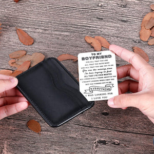 to My Boyfriend Christmas Valentine Gifts Wallet Card Insert for Him Men from Girlfriend to Boyfriend Husband to Be Stocking Suffers Anniversary Birthday Gifts I Love You Note Engagement Gifts Fiance