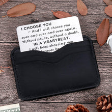 Load image into Gallery viewer, Wife Husband Christmas Wallet Card Insert Valentine Gifts for Him Her Men Husband Anniversary from Wife Girlfriend Stocking Suffers Birthday Gift I Love You Note Wedding Engagement Gifts Fiance Groom
