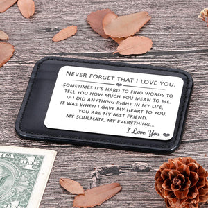 Husband Wife Wallet Card Insert Valentine Christmas Gifts for Him Her Men Husband Anniversary from Wife Girlfriend Stocking Suffers Birthday Gift I Love You Note Wedding Engagement Gifts Fiance Groom