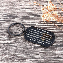 Load image into Gallery viewer, Anniversary Gifs For Him Men Husband To My Man Keychain I Love You Gifs for Hubby Boyfriend Birthday Valentins Day Fiance Groom Wedding Couple Gifs Key Chain from Girlfriend Wife (black)
