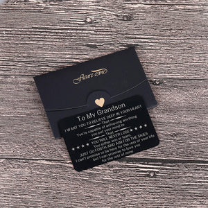To My Grandson Christmas Wallet Card Inserts Valentine Gifts for Grandson from Grandma Grandpa Graduation Fathers Day Sweet 16th Birthday Gifts For Him Teens Adult Men Teenage Boys Inspirational