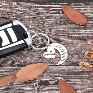 Grandma Christmas Birthday Gifts Keychain I Love You to The Moon and Back Gifts for Grandmother Mothers Day Valentine Gifts from Grandchild Grandson Goddaughter to Grandmother Gifts Jewelry