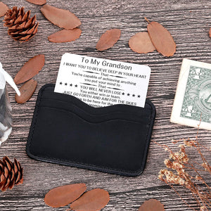 to My Grandson Wallet Card Inserts Christmas Valentine Gifts for Grandson from Grandma Grandpa Graduation Fathers Day Sweet 16th Birthday Gifts for Him Teens Adult Men Teenage Boys Inspirational