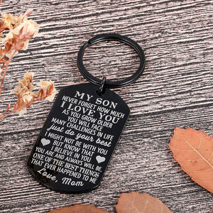 to My Son Christmas Valentine Keychain Gifts from Mom Dad Mother to Son Him Teens Adult Men Teenage Boys Kids Birthday Graduation Sweet Sixteen Going to College Guys Males Wedding Gifts Presents