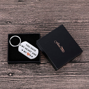 Valentine Day Gifts Keychain for Him Husband Boyfriend Christmas You Have My Heart and My As Anniversary Birthday Gifts for Man Fiance Groom Engagement Wedding Couple Gifts Gag Present from Her