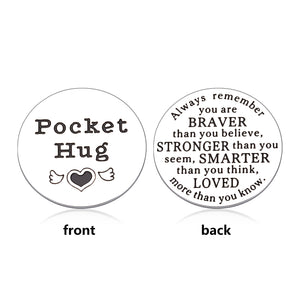 Pocket Hug Token Keepsake Gifts for Boyfriend Son Daughter Newphew Best Friends Long Distance Relationship Inspirational Gifts from Girlfriend Mom Dad Graduation Retirement Gifts Double-Sided Coin