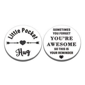 Inspirational Gifts for Women Men Pocket Hug Token Bulk Gifts for Coworkers Best Friend Graduation Gifts Employee Appreciation Day Leaving Office Christmas Stocking Stuffers Gifts For Daughter Son Double-Sided Coin